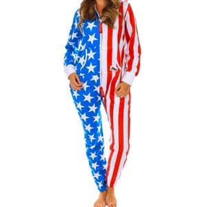 Tipsy Elves American Flag Jumpsuit (Onesie)
